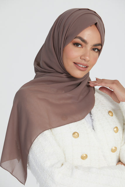 Soft Luxury Georgette Hijab - Deep Mocha