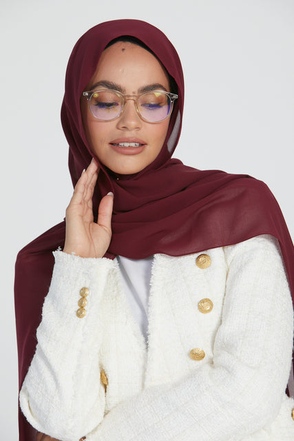 Soft Luxury Georgette Hijab - Deep Maroon