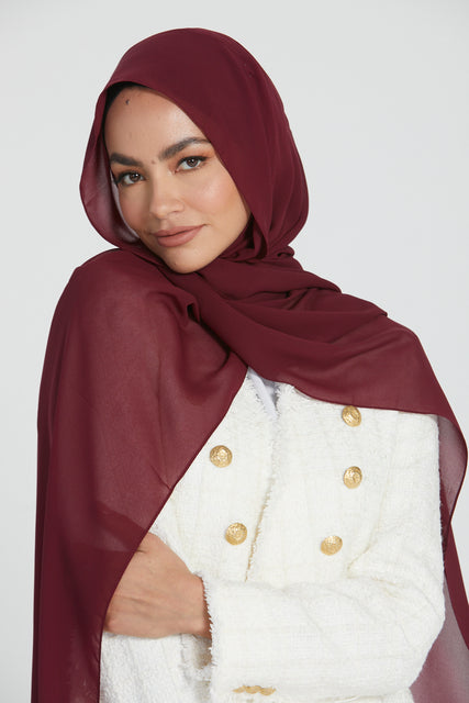 Soft Luxury Georgette Hijab - Deep Maroon