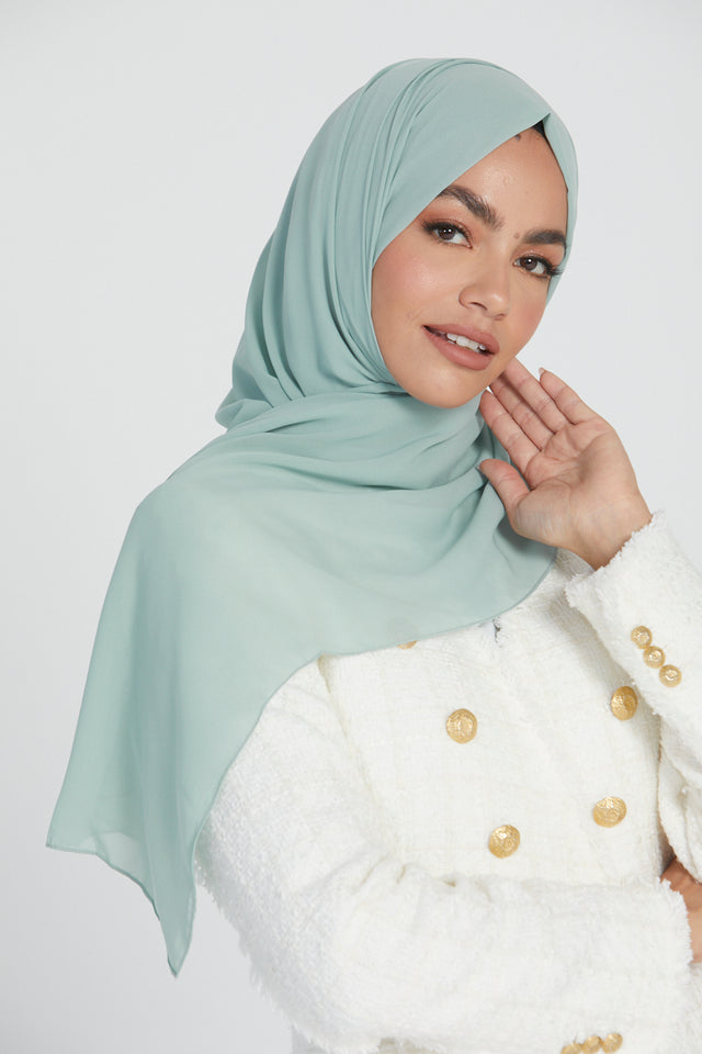 Soft Luxury Georgette Hijab - Sea Sage