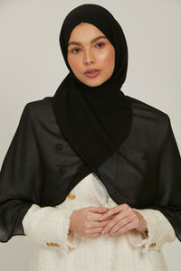 Premium Light Woven Textured Hijab- Black