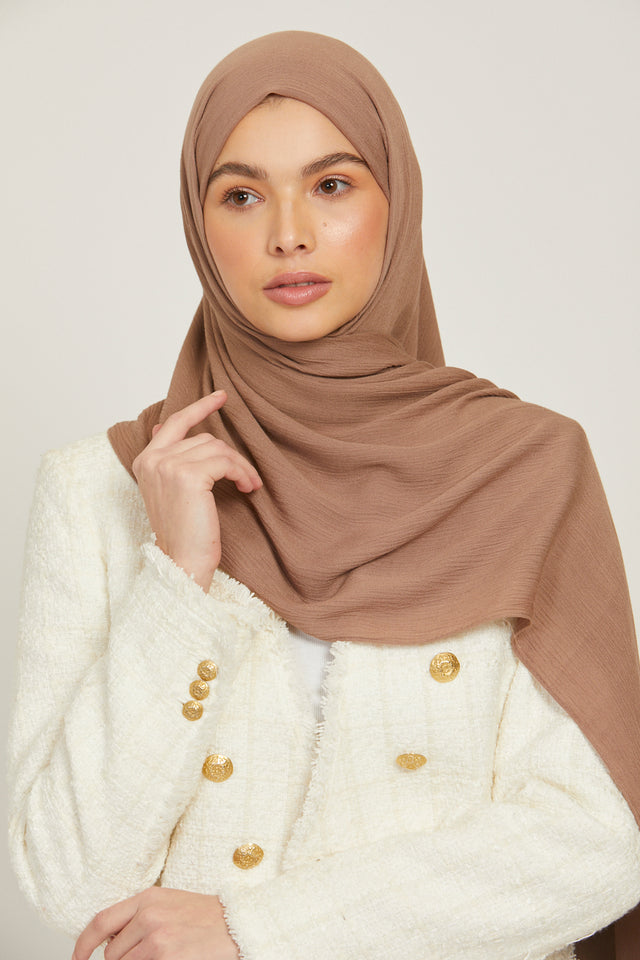 Modal Crinkle Hijab - Umber