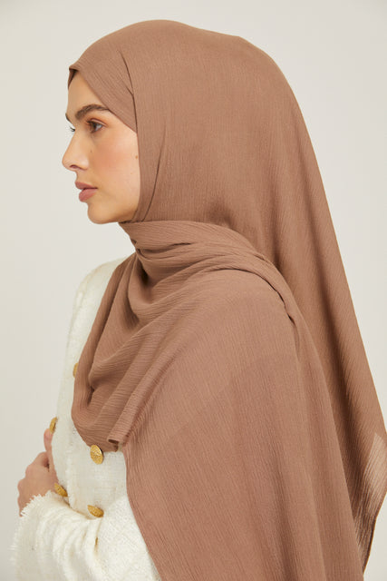 Modal Crinkle Hijab - Umber