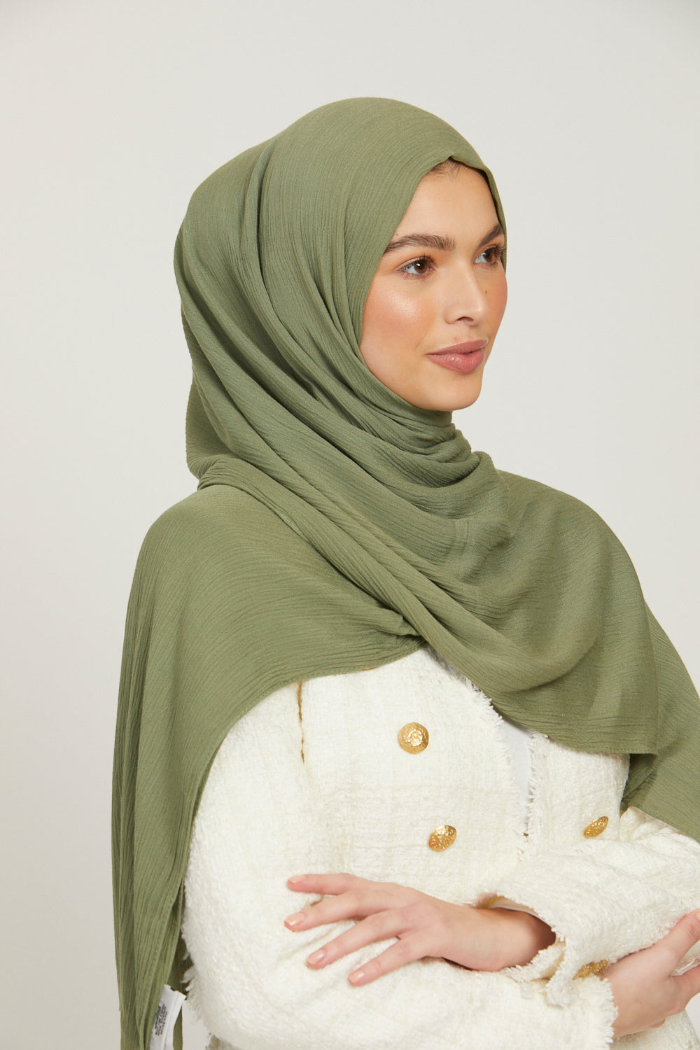 Modal Crinkle Hijab - Sage