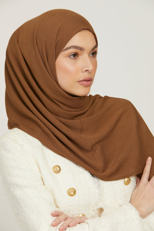 Modal Crinkle Hijab - Taupe
