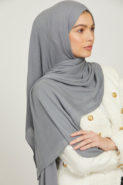 Modal Crinkle Hijab - Grey