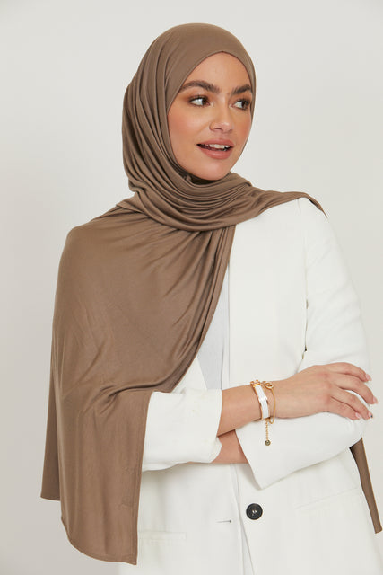 Premium Jersey Hijab - Cafe Au Lait