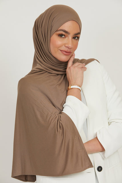 Premium Jersey Hijab - Cafe Au Lait