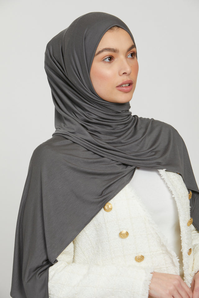 Premium Jersey Hijab - Charcoal