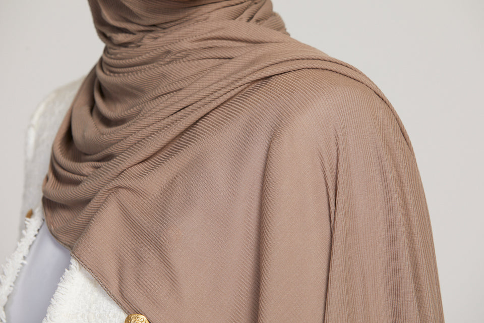 Premium Bamboo Ribbed Jersey Hijab - Dusty Taupe