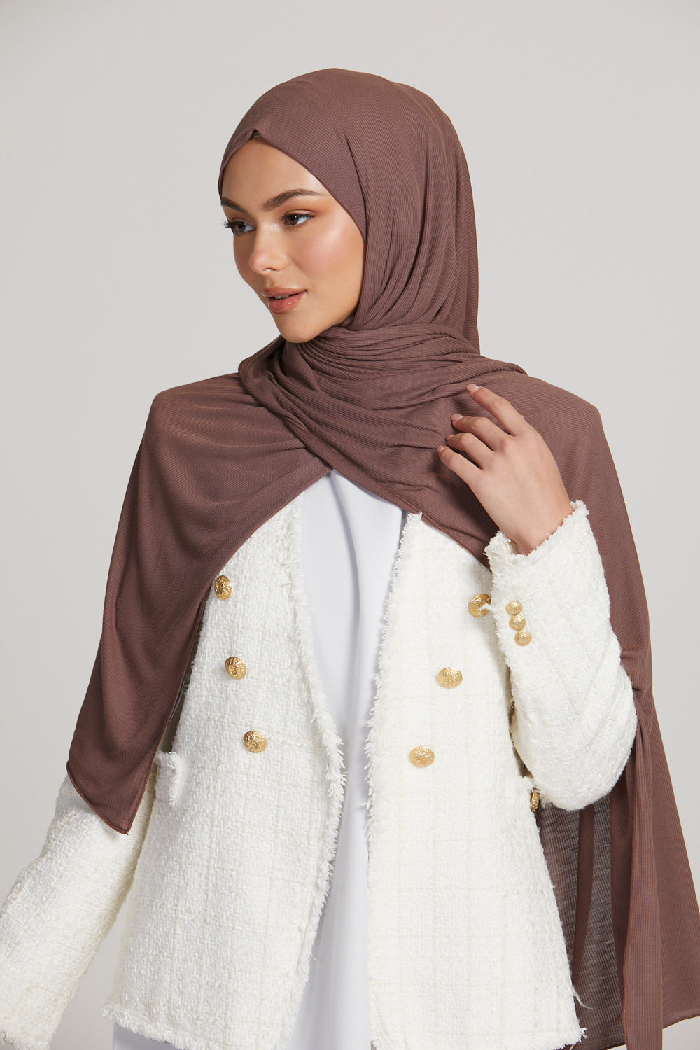 Premium Bamboo Ribbed Jersey Hijab - Hazel