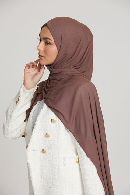 Premium Bamboo Ribbed Jersey Hijab - Hazel
