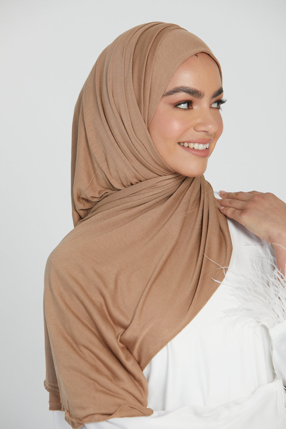 Premium Light Weight Jersey Hijab - Walnut