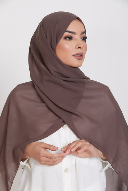 Luxury Georgette Hijab - Dutch Cocoa