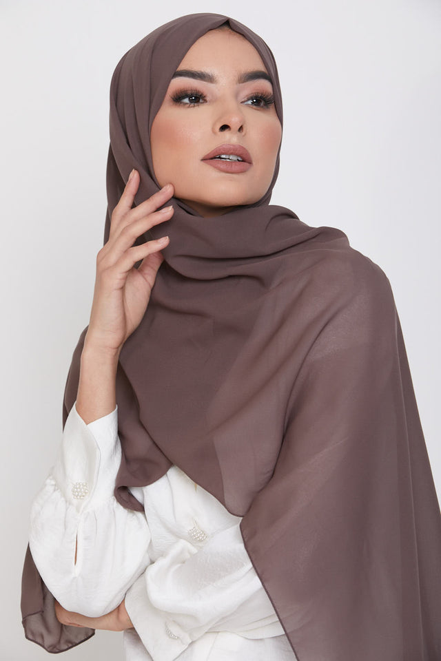 Luxury Georgette Hijab - Dutch Cocoa