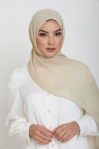 Luxury Georgette Hijab - Beige Ivory