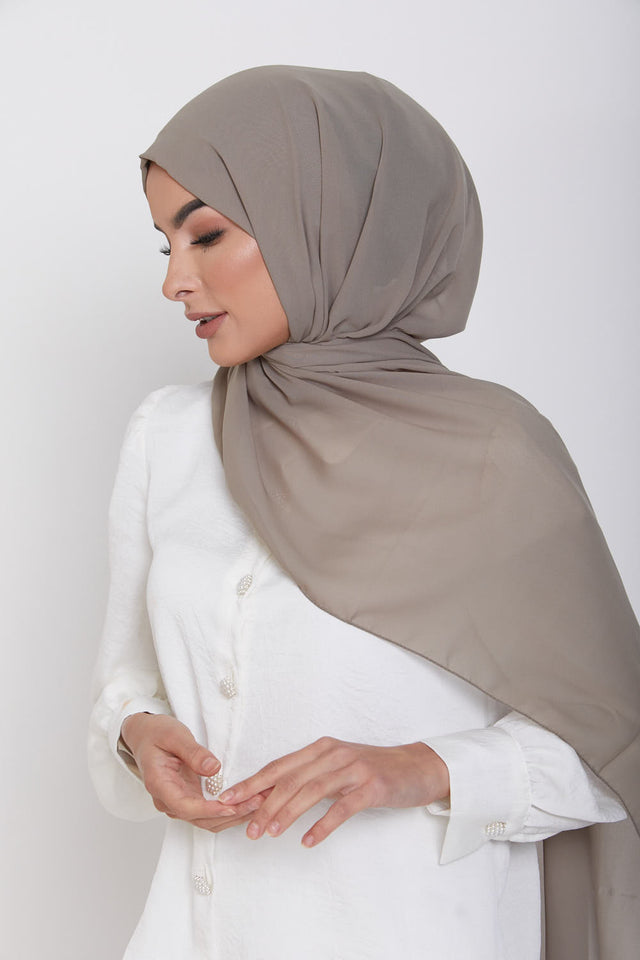 Luxury Georgette Hijab - Natural Taupe