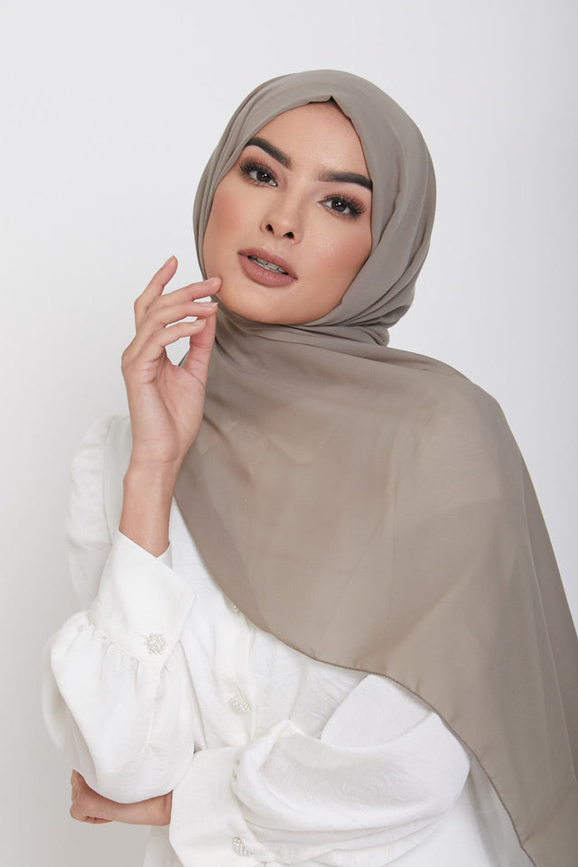 Luxury Georgette Hijab - Natural Taupe