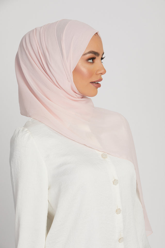 Luxury Crinkle Chiffon Hijab - Soft Blush
