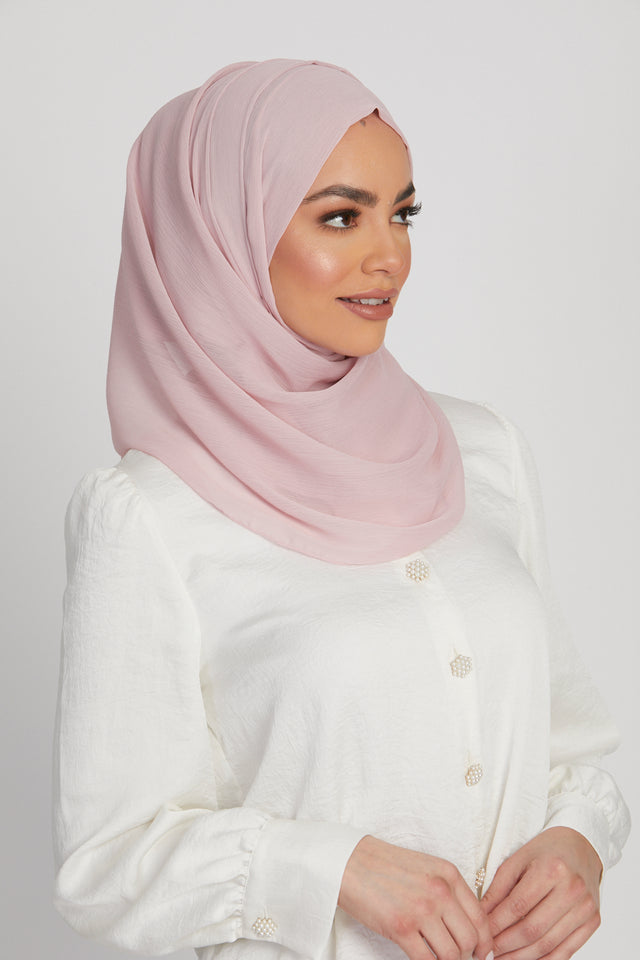 Luxury Crinkle Chiffon Hijab - Blush Pink