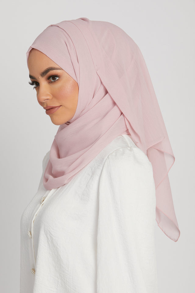 Luxury Crinkle Chiffon Hijab - Blush Pink