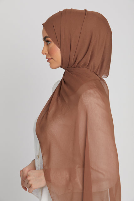 Luxury Crinkle Chiffon Hijab - Caramel Latte