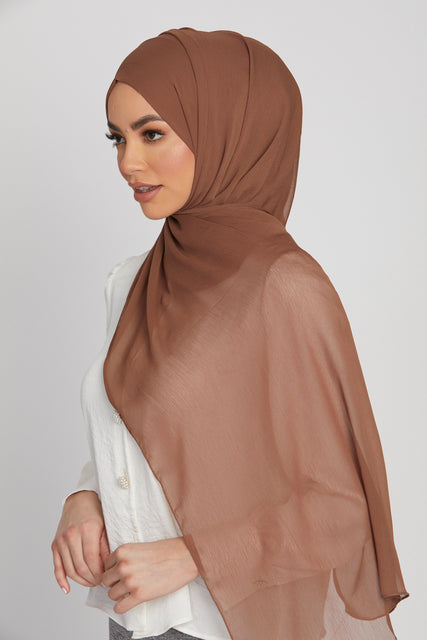 Luxury Crinkle Chiffon Hijab - Caramel Latte