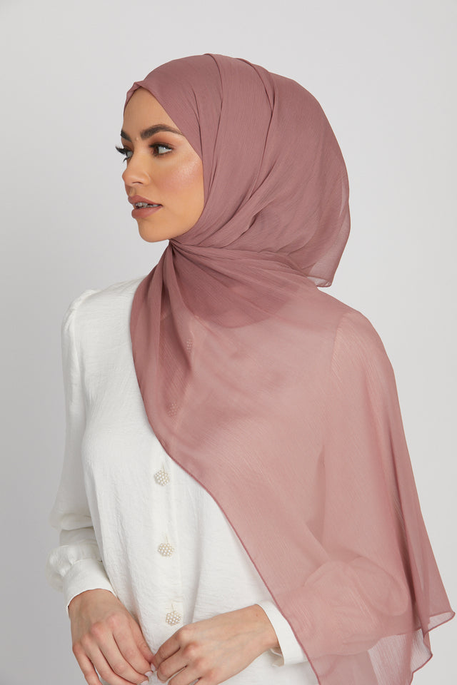 Luxury Crinkle Chiffon Hijab - Dusty Rose
