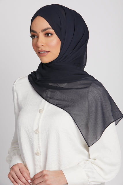 Luxury Crinkle Chiffon Hijab - Royal Navy