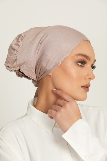 Satin Lined Hijab Undercap - SEPIA