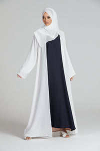 Premium Textured Open Abaya - White