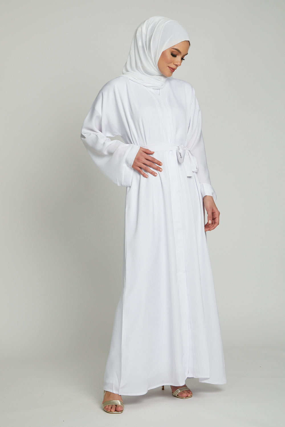 White Open Abaya