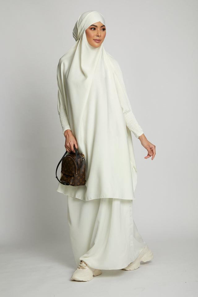 Two Piece Jilbab/ Prayer Set - Ivory White