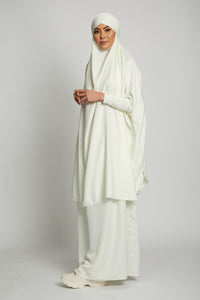 Two Piece Jilbab/ Prayer Set - Ivory White