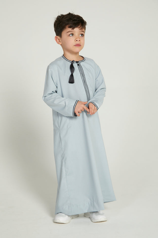 Junior Boys Premium Omani Thobe - Sky Blue