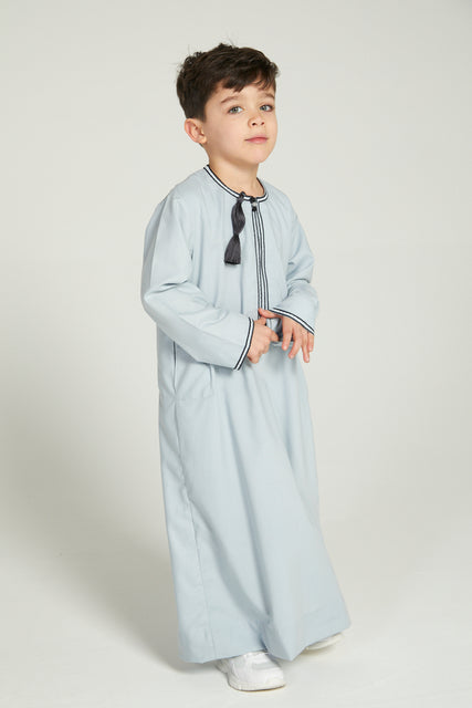 Junior Boys Premium Omani Thobe - Sky Blue