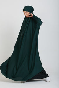 One Piece Full Length Jilbab/ Prayer Abaya - Forest Green
