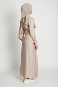 Plain Abaya with Elasticated Cuffs - Natural