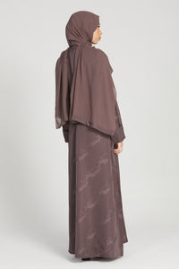 Premium Embroidered Open Abaya with Pockets - Mocha Mauve