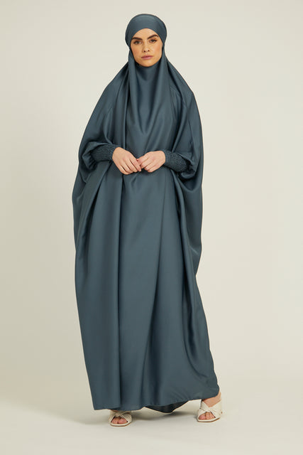 One Piece Full Length Jilbab/ Prayer Abaya - French Blue