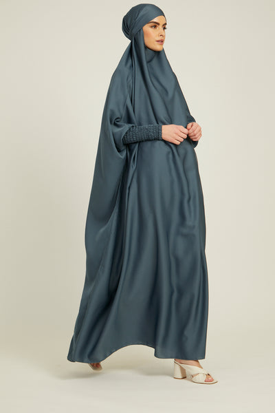 One Piece Full Length Jilbab/ Prayer Abaya - French Blue – AbayaButh