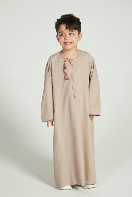 Junior Boys Premium Omani Thobe - Light Mink
