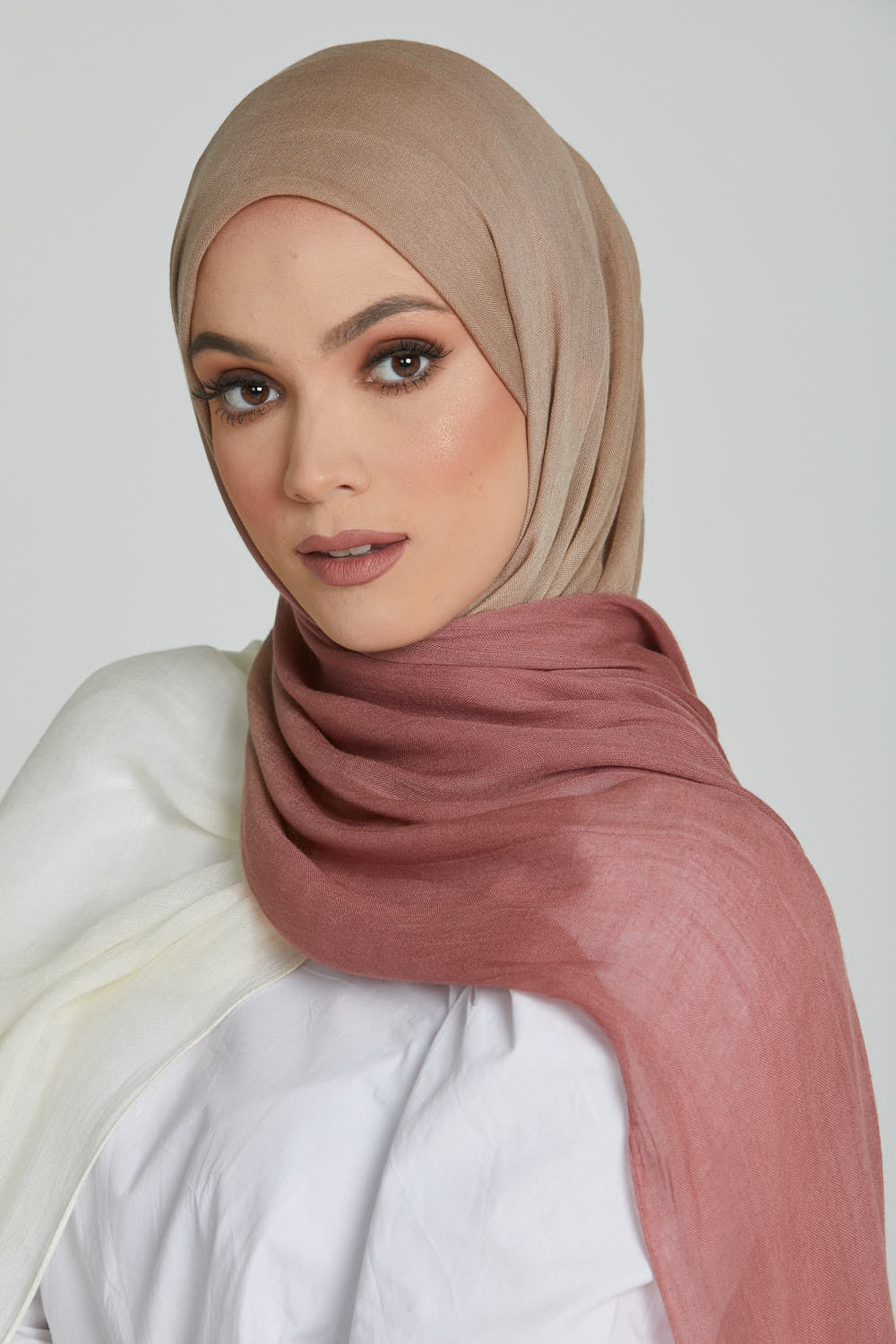 Ombre Hijab: Shop Light Rayon Modal Canyon-Rose Ombre Hijab