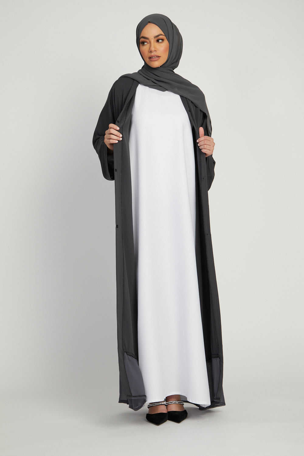 White Pleated Satin Slip Dress In Sleeveless Design