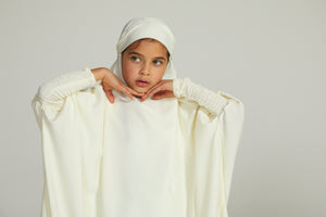 Junior Girls One Piece Full Length Jilbab/ Prayer Abaya - Ivory White