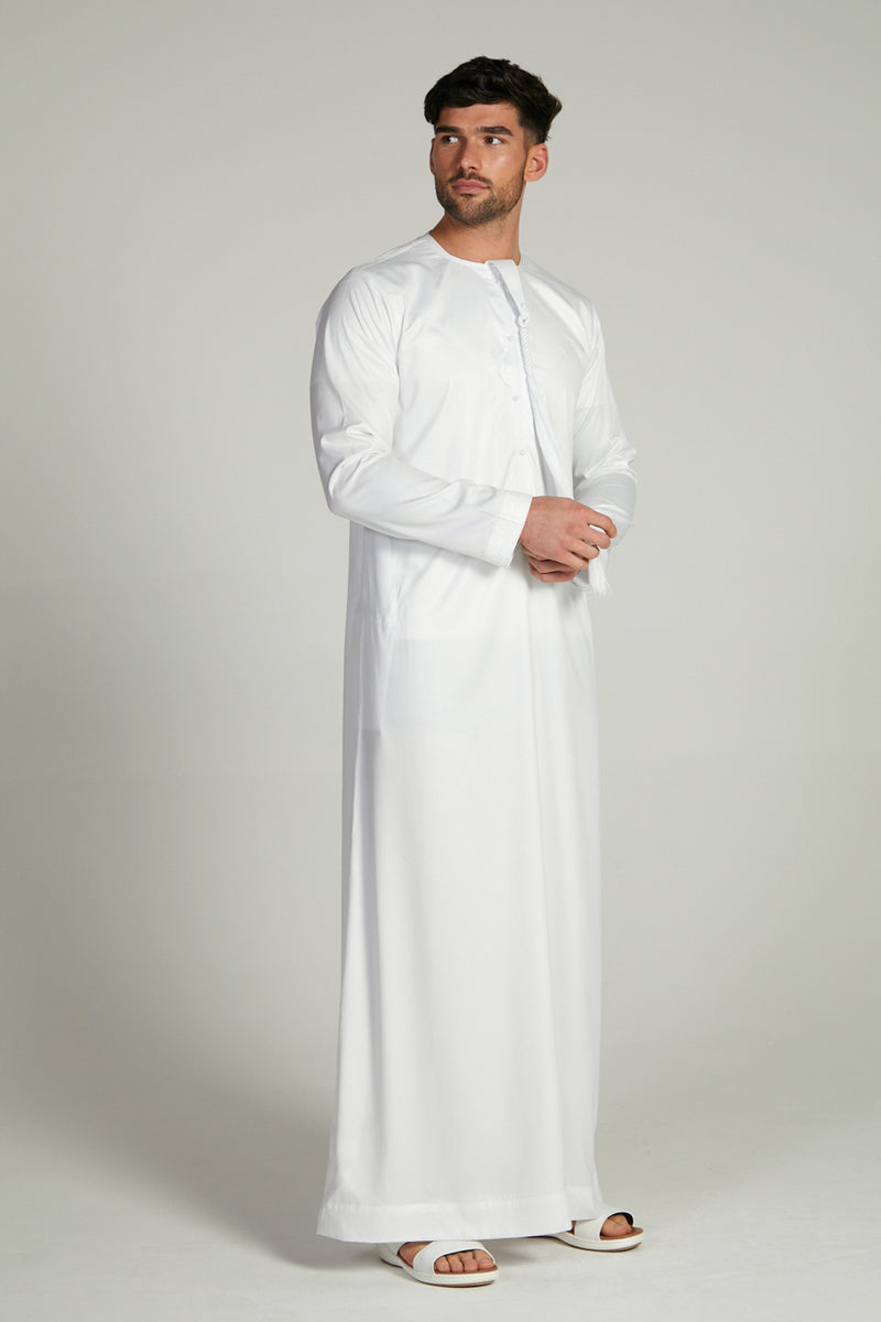 Men's Premium White Emirati Thobe In Slim & Standard Fit