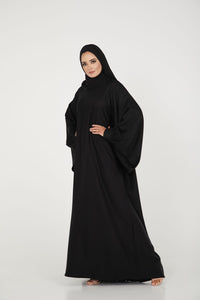 Black Batwing Abaya with Cuff Detailing