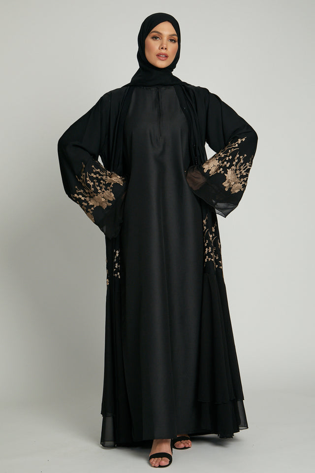 Black Inner Slip Dress with Front Zip - SLEEVELESS
