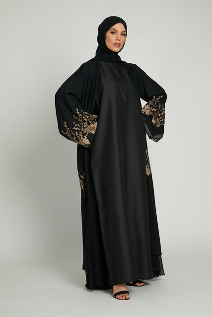Black Inner Slip Dress with Front Zip - LONG SLEEVE