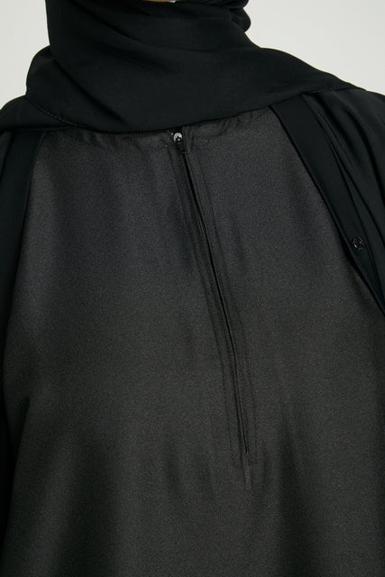 Black Inner Slip Dress with Front Zip - SLEEVELESS